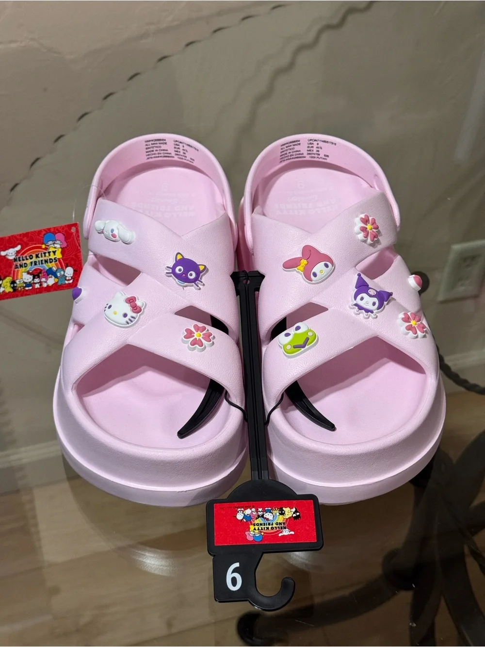 Sanrio Pink Woman Platform Slide Sandals with Character Charms
